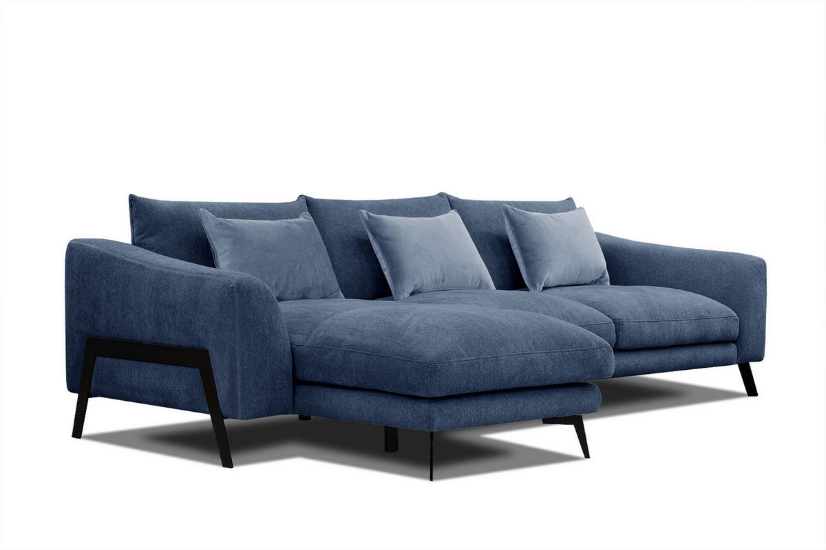 ECKSOFA WINTER 4-Sitzer, dunkelblau - Schwarz/Dunkelblau, Holzwerkstoff/Textil (158/269cm) - Courtois Laville