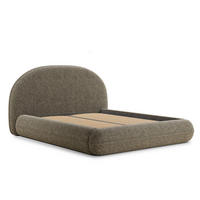 POLSTERBETT Koji Braun 180/200 cm im Chenille-Stoff - Schwarz/Naturfarben, Holz/Holzwerkstoff (180/200cm) - Maison de Reve