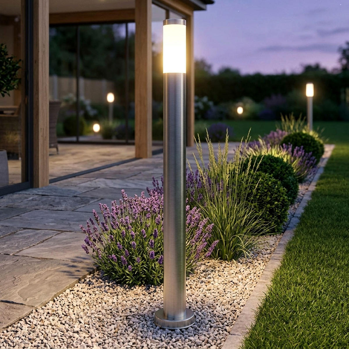 LED WEGELEUCHTE Edelstahl Silber - Silberfarben, Metall (7.6/7.6/110cm)