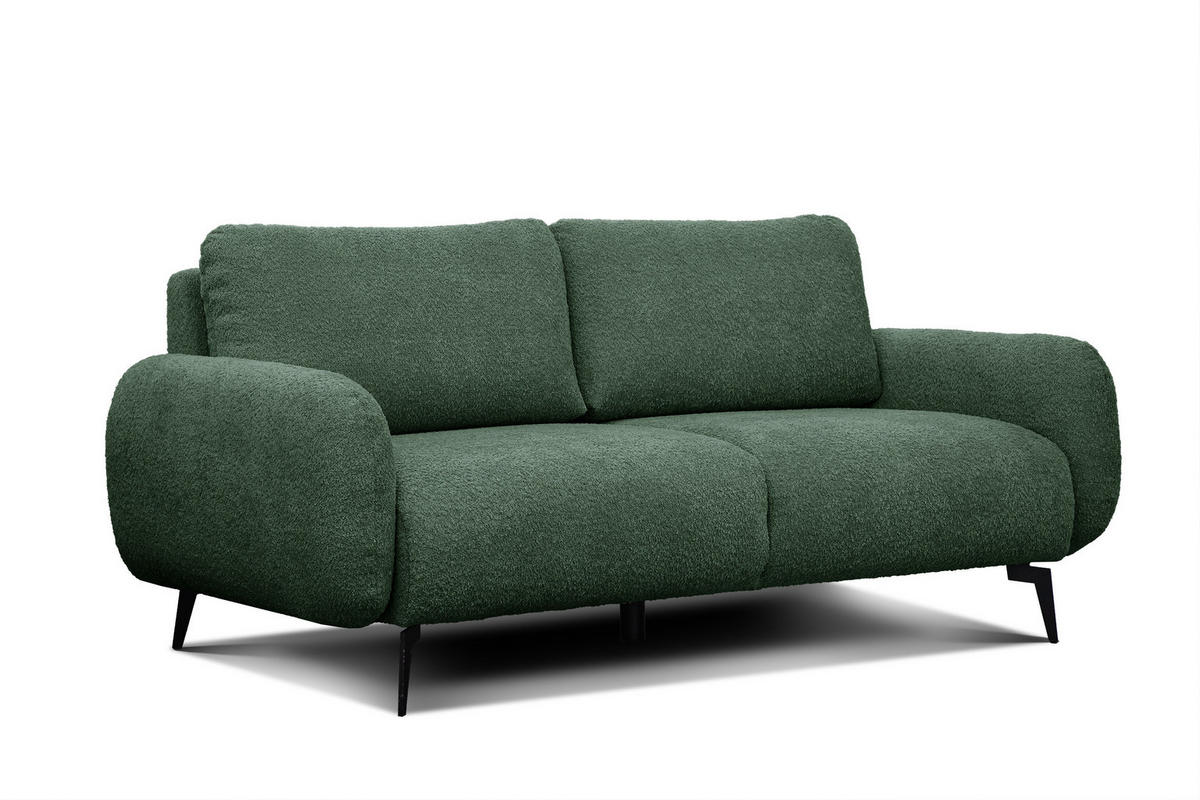 SOFA FEBE 3-Sitzer, olivgrün - Schwarz/Olivgrün, Holz/Textil (190/82/96cm) - Courtois Laville
