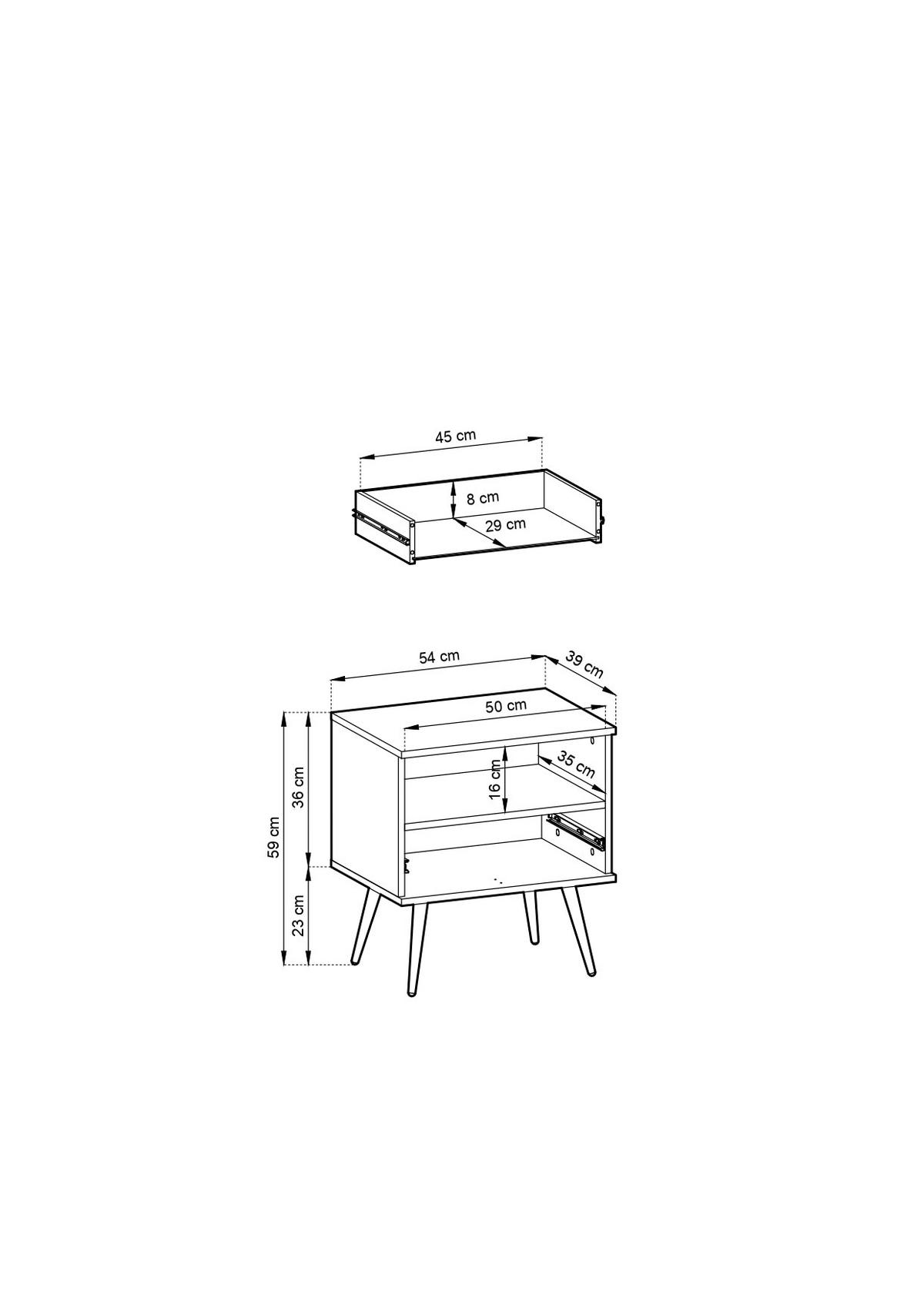 NACHTTISCH – S54 – 54 cm – Oro System – Weiß - Weiß, Holzwerkstoff (54/59/39cm) - hi-markt