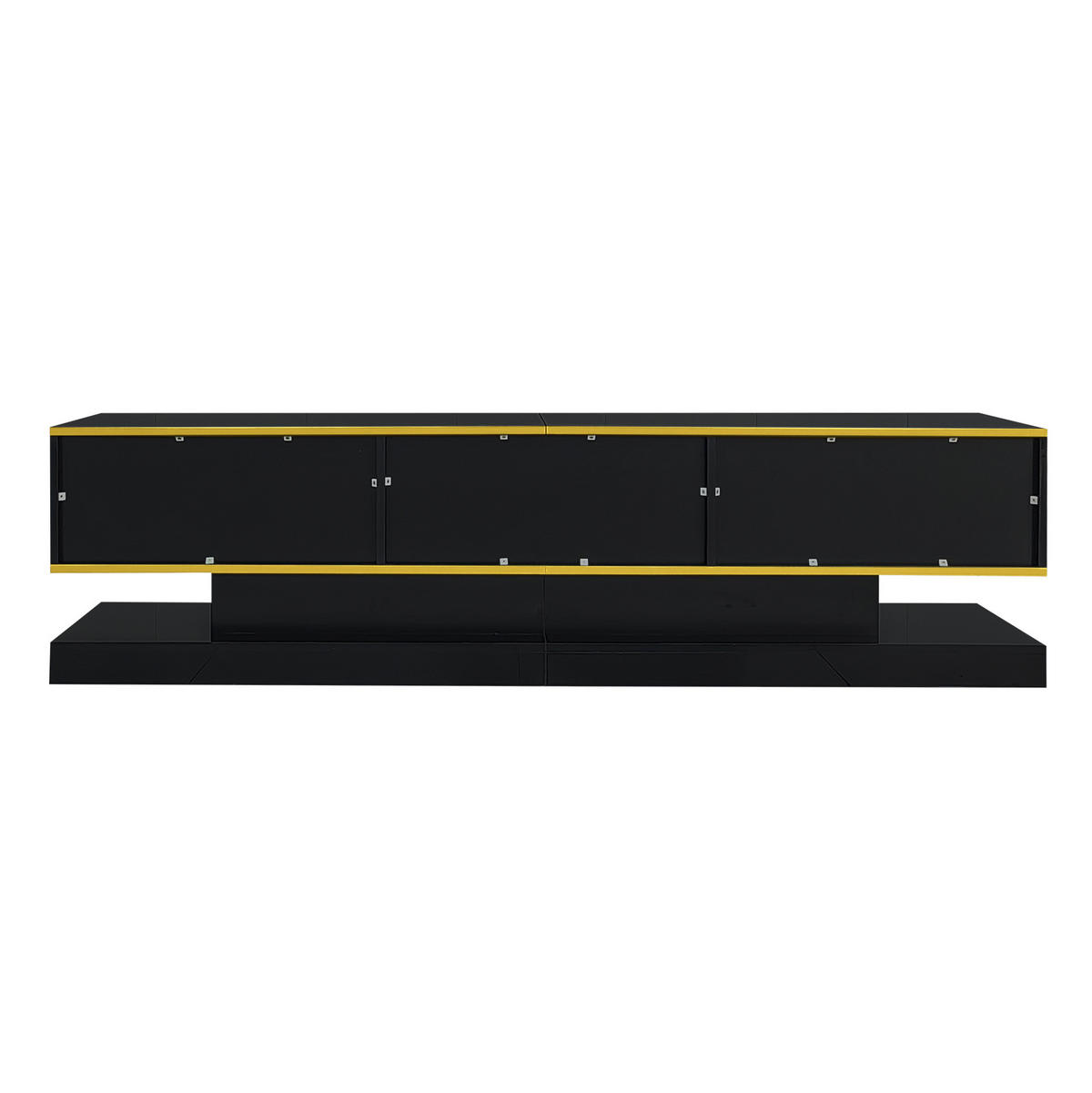 LOWBOARD 180/38/45 cm schwarz/gold aus Holzwerkstoff mit 3 Schubladen und Beleuchtung - Schwarz, Holzwerkstoff (38/45/180cm) - OKMYHOME