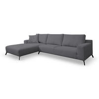ECKSOFA Aspen in L-Form, Coach Farbe: Grau, Velourstoff, Ottomane Links - Grau, Textil (187/312cm) - VENASI MÖBEL