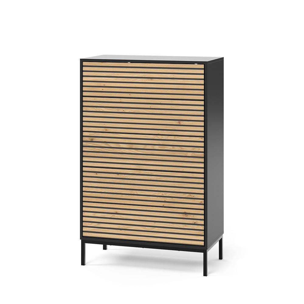 Vicco KOMODA Eliza Zlatý dub power/antracit 76 x 120 cm s 5 zásuvkami