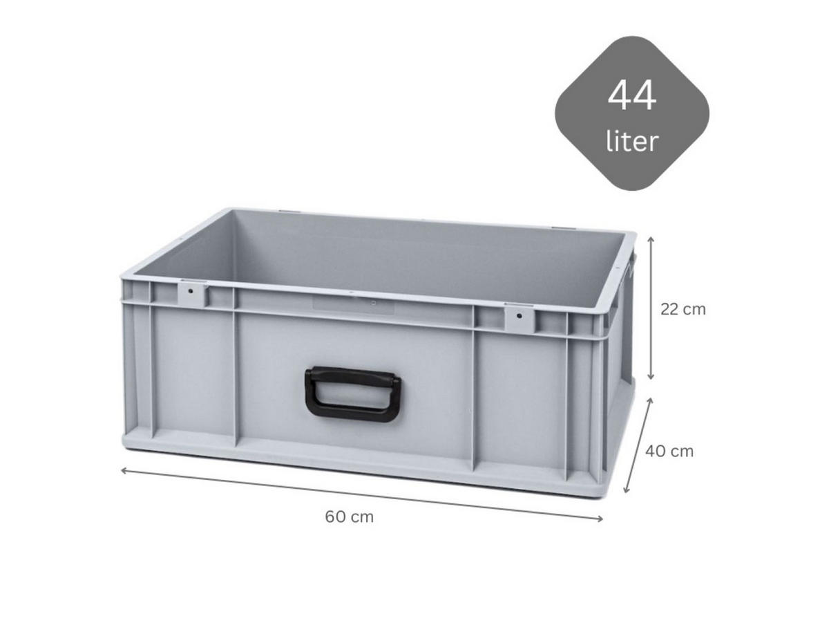 EUROBOX 5x Nextgen Portable Uno 22x40x60cm 44 Liter - Grau, Kunststoff (40/22/60cm) - PROREGAL