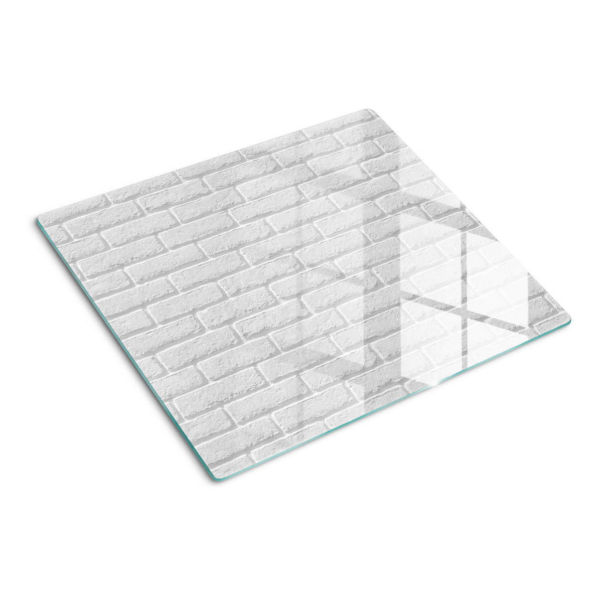 GLASPLATTE 60x52 cm Ziegelmauer - Weiß, Glas (60/0.4/52cm) - TULUP