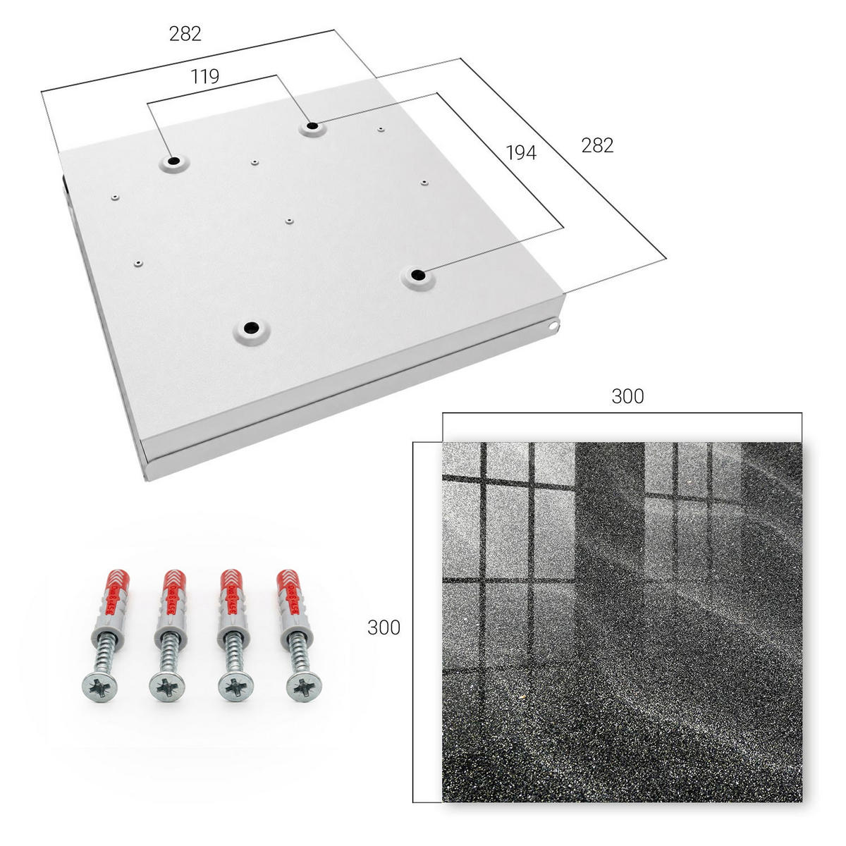 SCHLÜSSELBOX Weiß 30x30 cm – Türöffnung nach rechts - Schimmernde Wellen - Schwarz, Metall (30/30/5cm) - TULUP