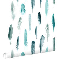 TAPETE Federn 53 cm x 10.05 m - Türkis, Papier (53/1000cm) - ESTAhome