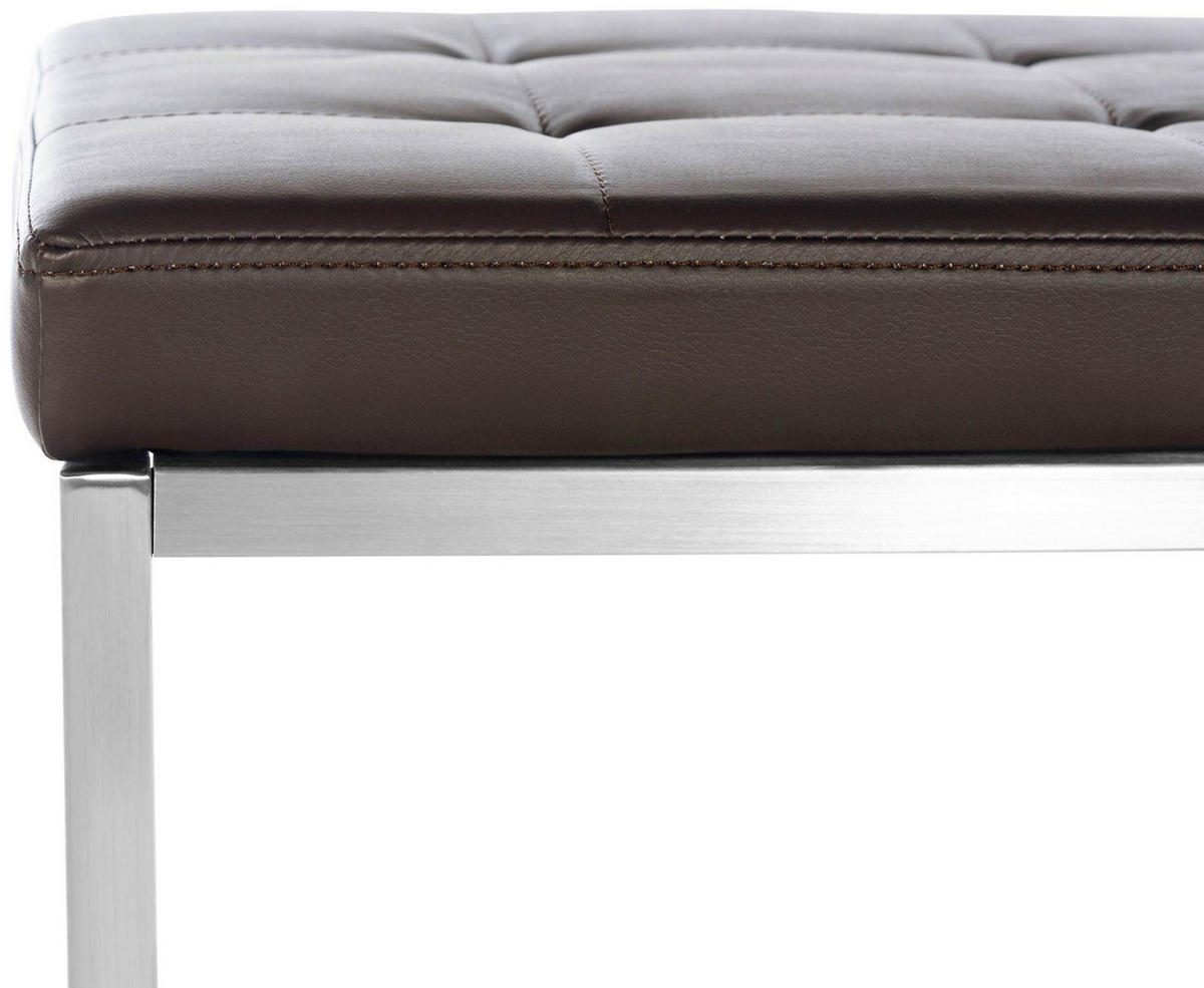 SITZWÜRFEL 2er Set Lederlook braun - Edelstahlfarben/Braun, Textil/Metall (40/48/40cm) - CLP