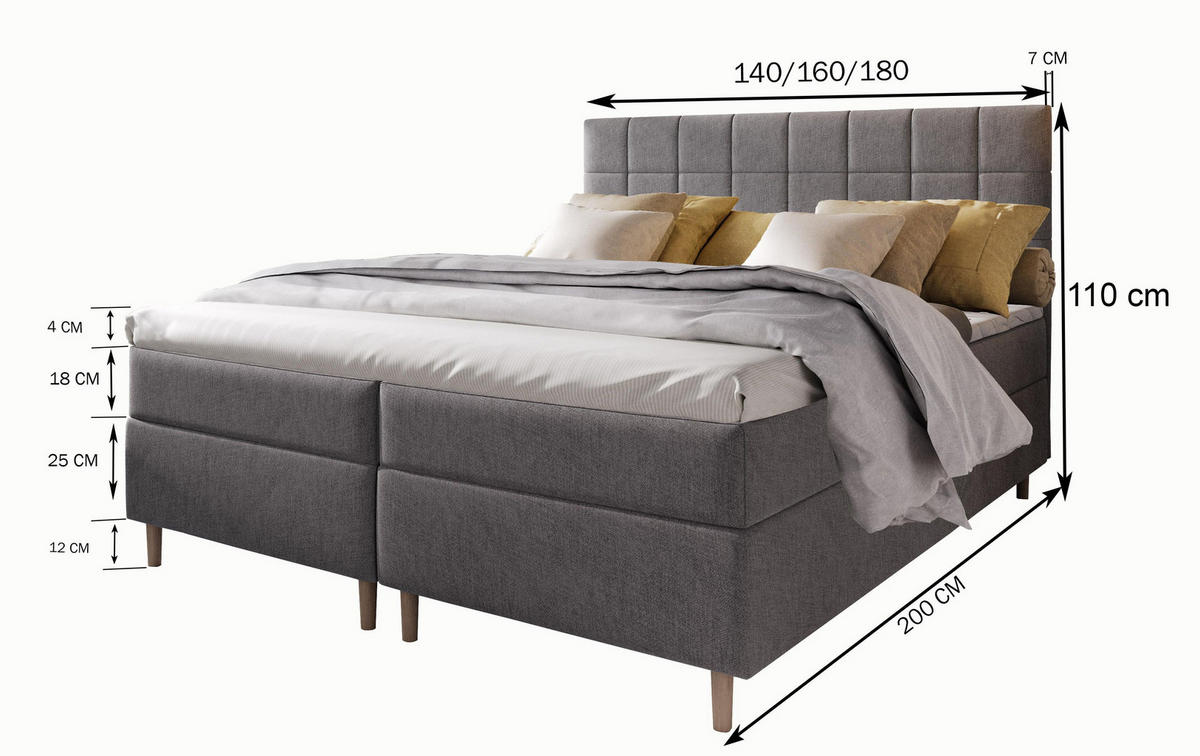 BOXBETT IBIZA 140x200 cm mit Matratze und Topper - Schwarz - Schwarz, Holz (140/200cm) - MASSENO