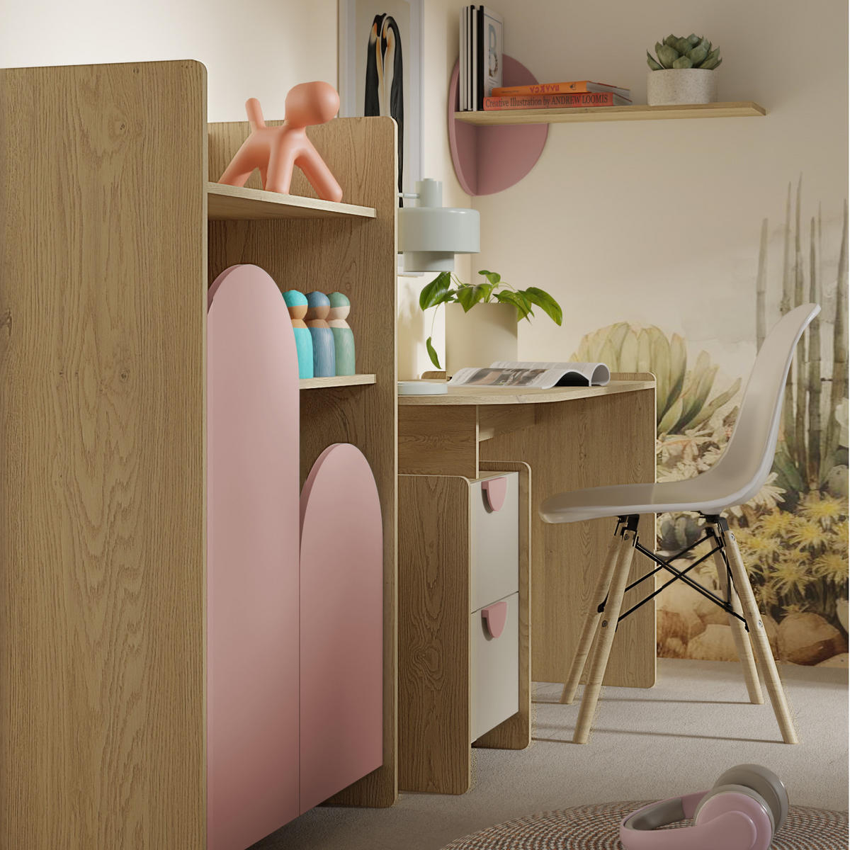 NACHTTISCH Lena mit offenem Ablagefach, 40 cm, für Kinder und Jugendliche, Macadamia - Eichefarben/Beige, Holzwerkstoff (40/25/35cm) - Beautysofa