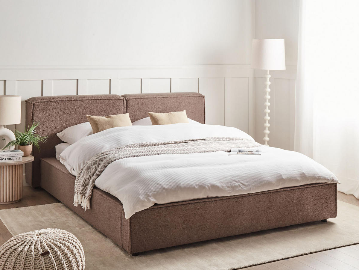 POLSTERBETT mit Lattenrost 180x200 cm Braun Linards - Braun, Textil (180/200cm) - Beliani