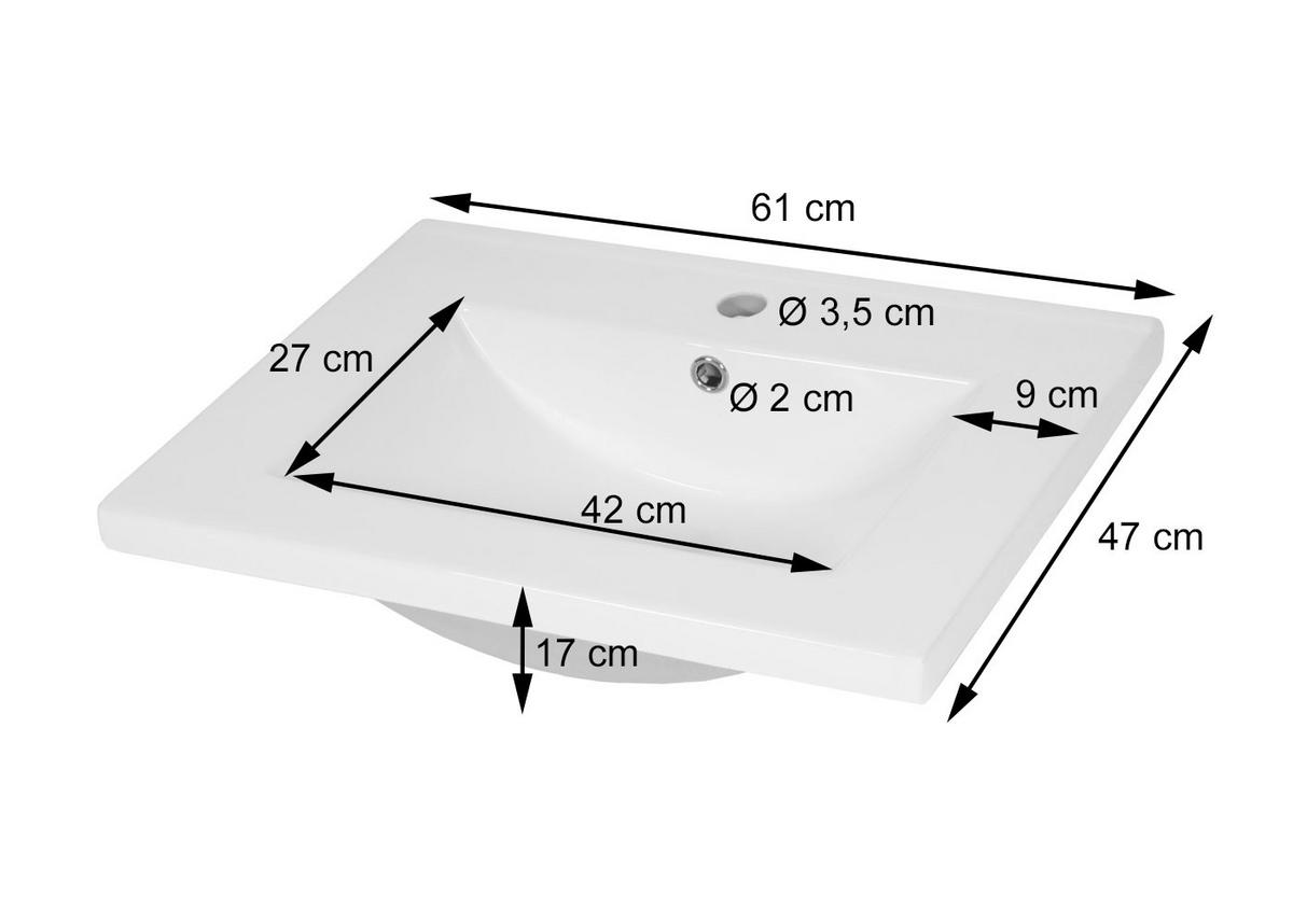 WASCHBECKEN eckig Weiß - Weiß, Keramik (61/17/47cm) - MCW