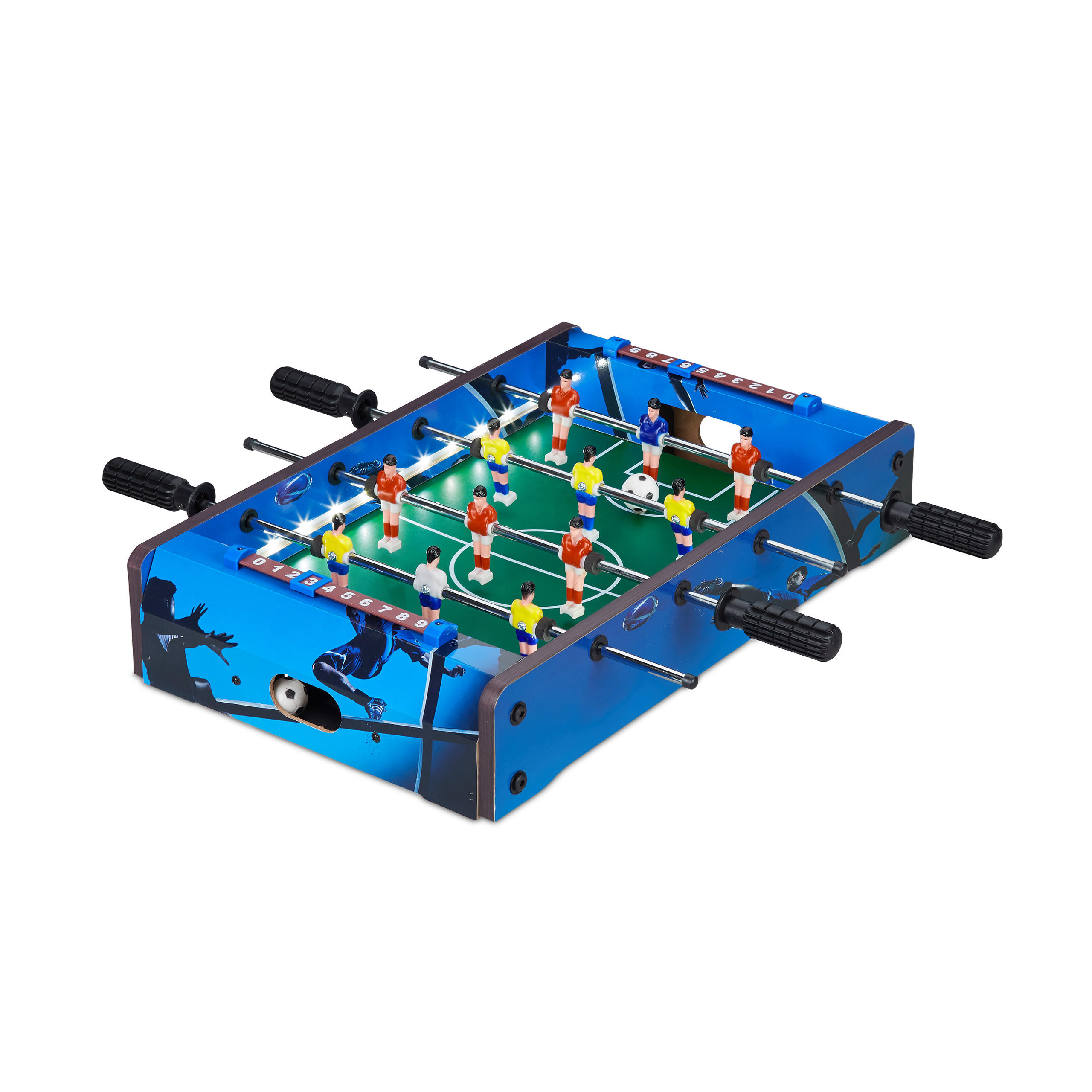 TISCHKICKER LED - Blau, Holzwerkstoff/Kunststoff (51/51cm) - Relaxdays