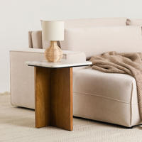 BEISTELLTISCH VARANASI - Weiß/Naturfarben, Naturmaterialien/Holz (40/40/51cm) - IDIMEX