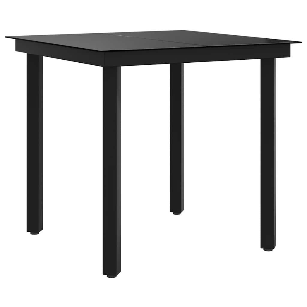 GARTEN-ESSTISCH Schwarz 80/80/74 Cm Stahl Und Glas - Schwarz, Metall (80/80/74cm) - vidaXL