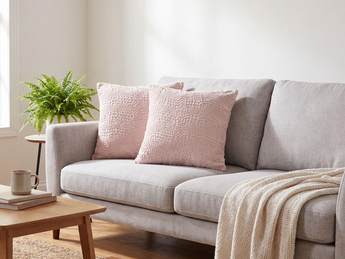 DEKOKISSEN 2er-Set Rosa 45/45 cm Peony - Pink, Textil (45/45cm) - Beliani