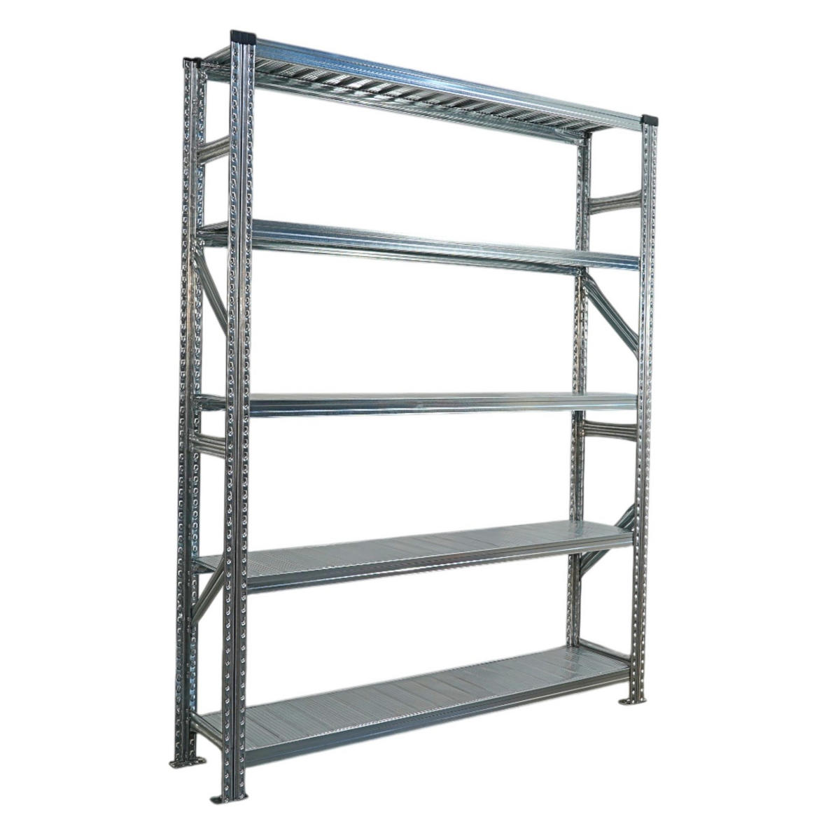 FACHBODENREGAL Proximo Stecksystem 200x750x32cm 5 Ebenen Fachlast 130 kg Beidseitig nutzbar Verzinkt - Silberfarben, Metall (750/200/32cm) - PROREGAL
