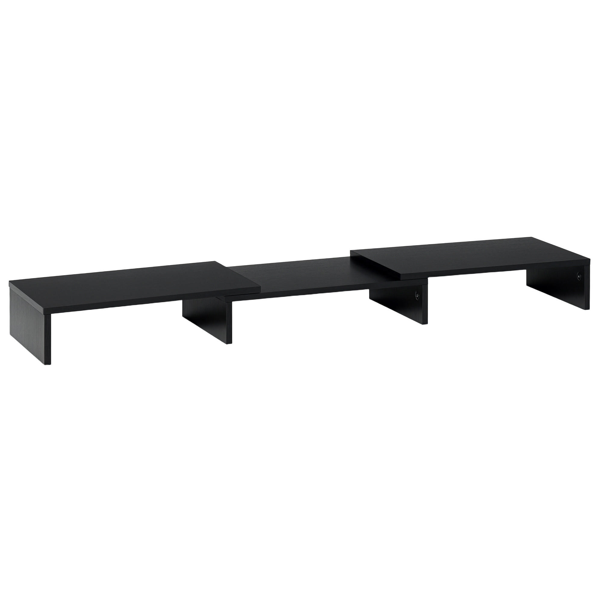 MONITORSTÄNDER DE-16715 ausziehbar 80-117 cm, mit 3 Fächern Schwarz - Schwarz, Holzwerkstoff (117/23.5/10cm) - ComfortXL