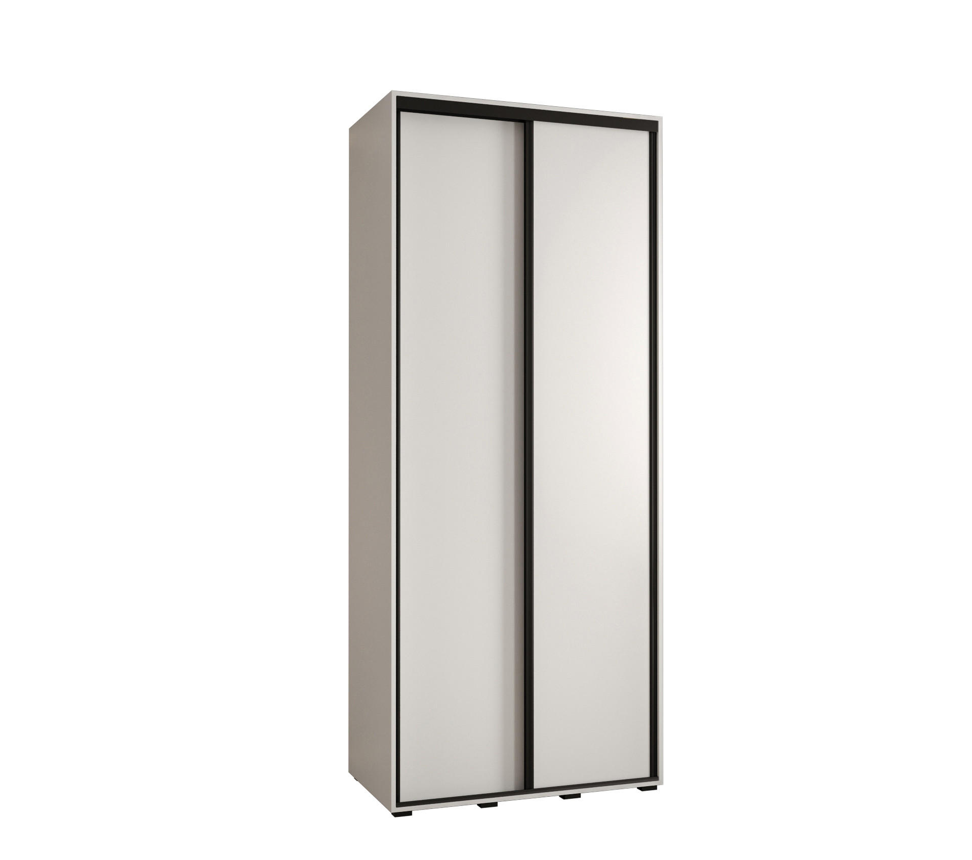Abiks Möbel Schwebetürenschrank Weiß, Schwarz 100x235x45 cm