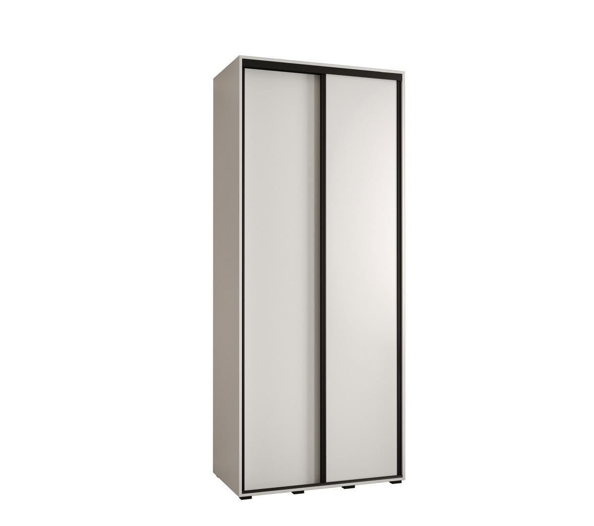 SCHWEBETÜRENSCHRANK 235,2/110/60 2-türig - Schwarz/Weiß, Holz/Metall (110/235/60cm) - Abiks Möbel
