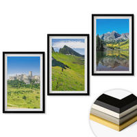 WANDBILDER 3er-Set - 40x60 cm Schwarzer Rahmen - Grüne Hügel mit einer Burg - Schwarz, Kunststoff (40/60cm) - ArtPrintCave