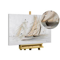 OLEJOMAĽBA 100/75 cm, More a pláž - sivá/béžová, drevo/textil (100/75cm) - KUNSTLOFT