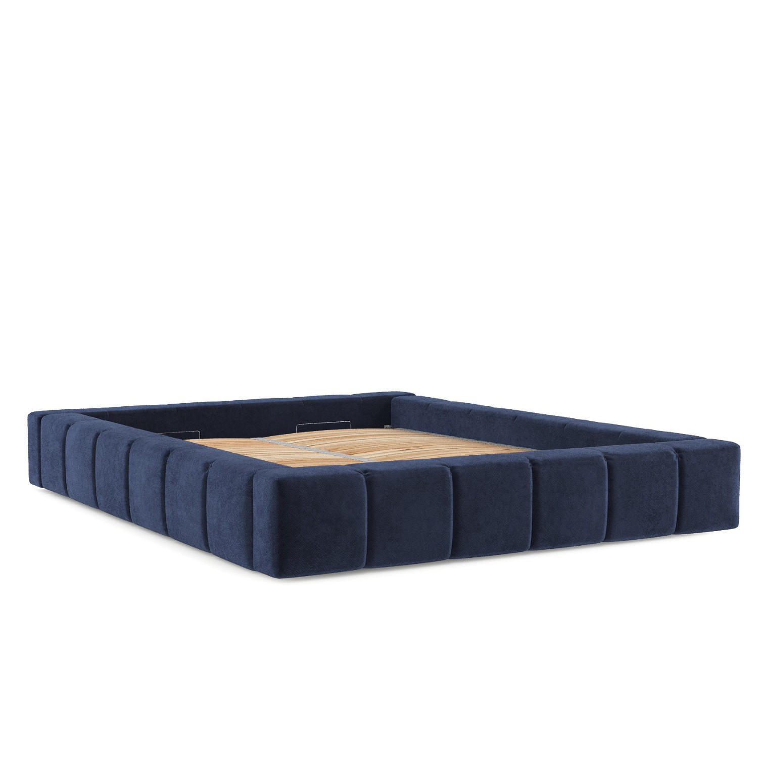 POLSTERBETT Kea mit Stauraum 200/200 cm Marineblau im Terra NW Stoff - Schwarz/Naturfarben, Holz/Holzwerkstoff (200/200cm) - AltaBeds