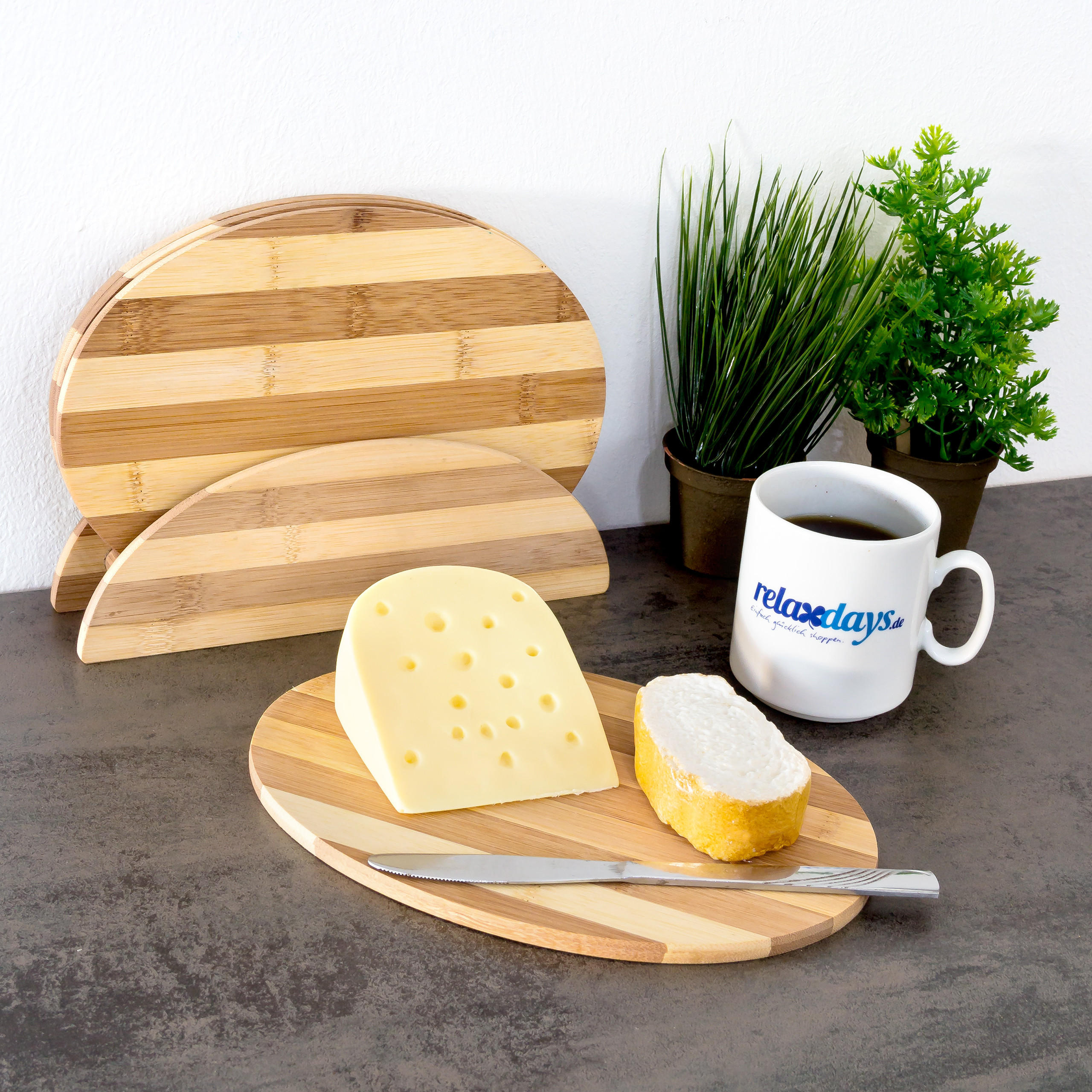 FRÜHSTÜCKSBRETTCHEN - Hellbraun, Holz (18.5/25cm) - Relaxdays