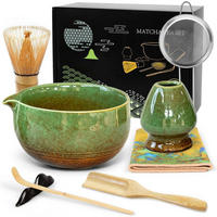 MATCHA Set 8-teiliges Premium Tea Set mit Bambus-Chasen Grün - Grün, Keramik (13/10.5/13cm)