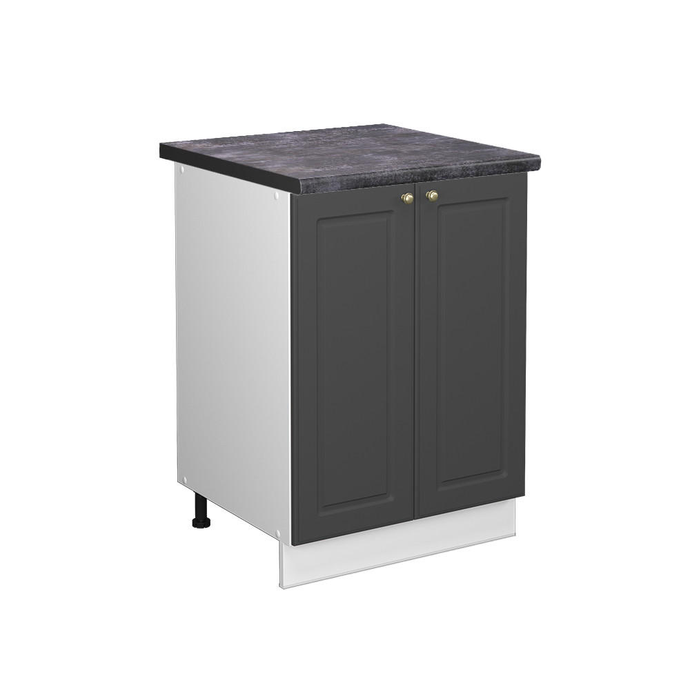 KÜCHENUNTERSCHRANK Fame-Line Anthrazit-Gold 60 cm, AP Anthrazit - Anthrazit/Graphitfarben, Holzwerkstoff (60/82/60cm) - Vicco