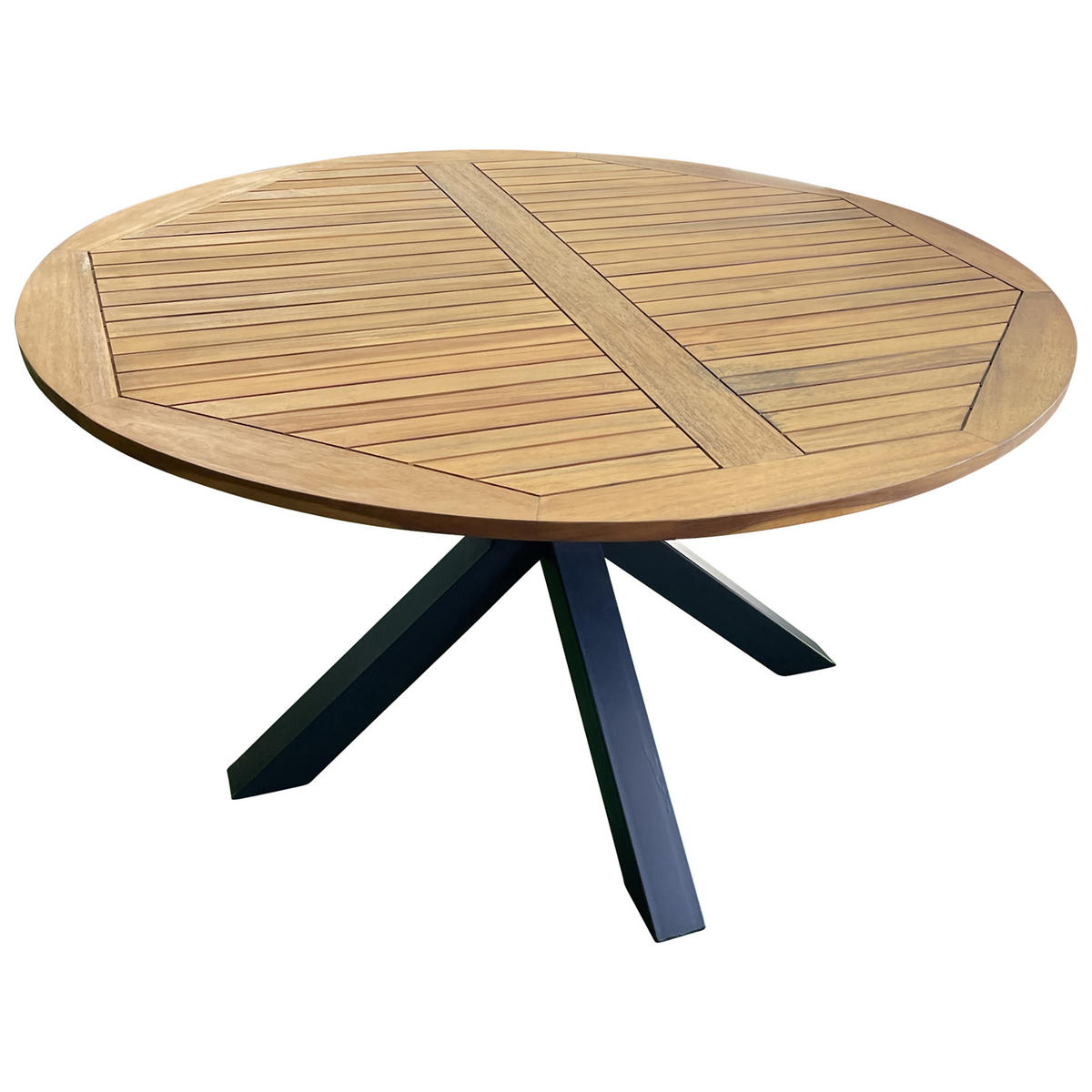 GARTENTTISCH Canterbury - rund - 130 cm - Alu anthrazit und Akazie - Grau, Holz (130/130/75cm) - TPFGarden