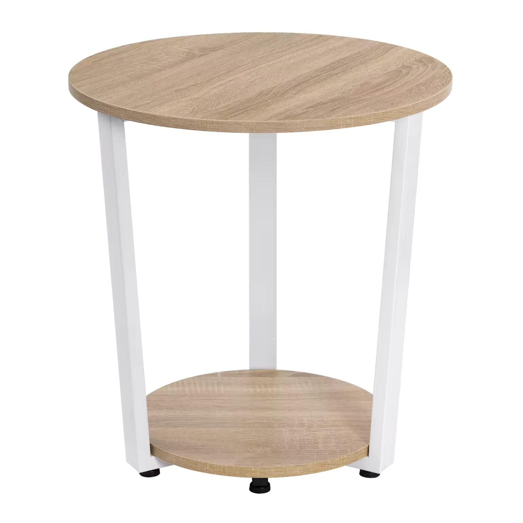 Redom ODKLÁDACÍ stolek 50/50/53 cm se 2 policemi a kovovou konstrukcí, Bílá/světlý dub