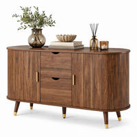 SIDEBOARD Nussbaum 140/40/79,5 cm aus MDF mit Schiebetüren, Schubladen und offenen Fächern - Nussbaumfarben, Holzwerkstoff/Metall (140/79.5/40cm) - CHICFURN