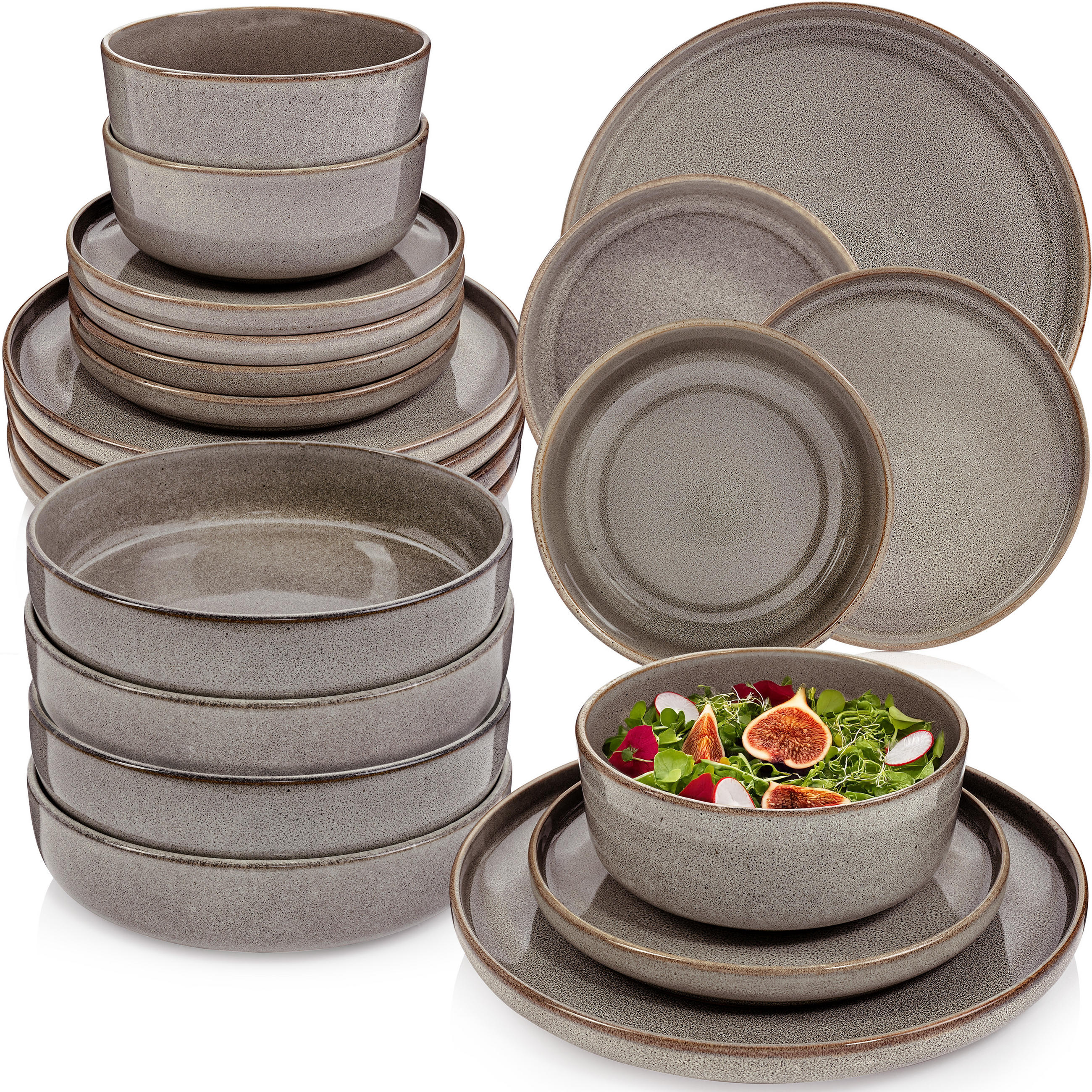 TAFELSERVICE KAIRO GRAPHIT - 24 teilig aus Steingut - Braun, Keramik (70/30/70cm) - Sänger