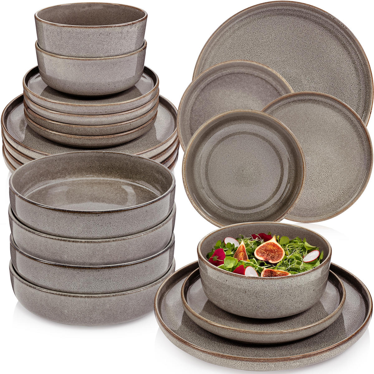 TAFELSERVICE KAIRO GRAPHIT - 24 teilig aus Steingut - Braun, Keramik (70/30/70cm) - Sänger