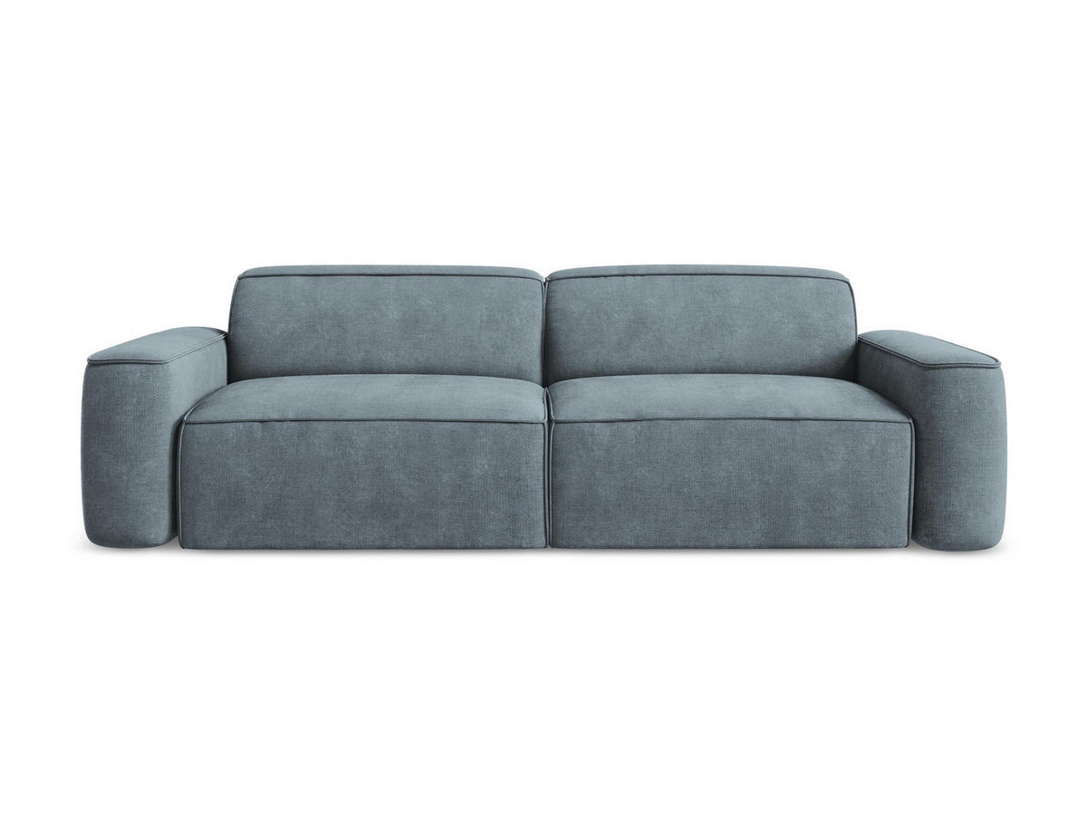 4-SITZER-SOFA Chenille Stoff Blau - Blau/Schwarz, Holzwerkstoff/Kunststoff (244/70/102cm) - LaMiaSofa