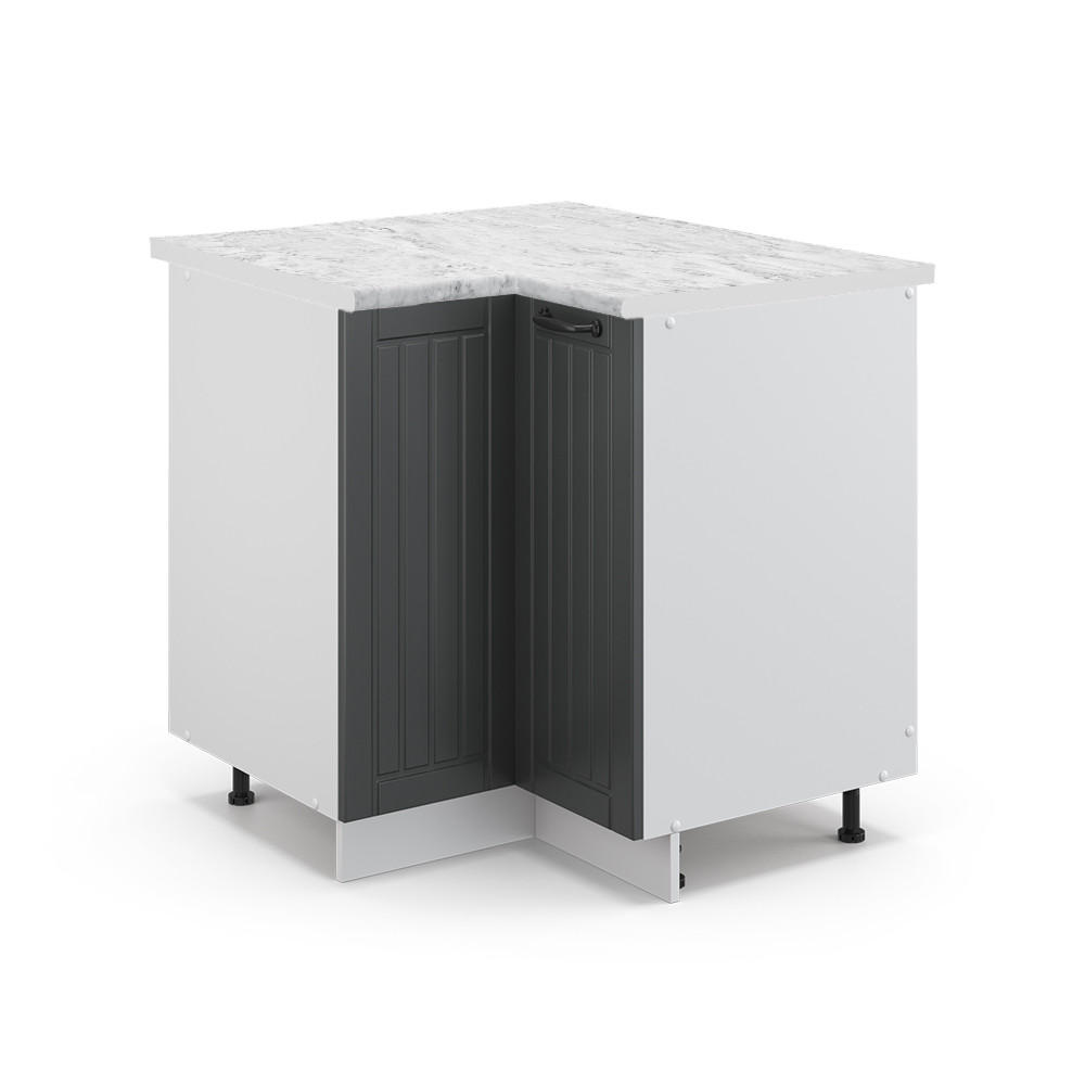 ECKUNTERSCHRANK Fame-Line Anthrazit Landhaus 80.5 cm , AP Marmor - Dunkelgrau/Weiß, Holzwerkstoff (80.5/82/60cm) - Vicco
