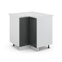 ECKUNTERSCHRANK Fame-Line Anthrazit Landhaus 80.5 cm , AP Marmor - Dunkelgrau/Weiß, Holzwerkstoff (80.5/82/60cm) - Vicco