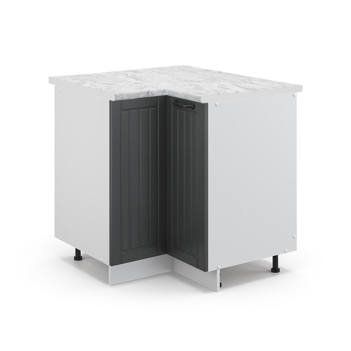 ECKUNTERSCHRANK Fame-Line Anthrazit Landhaus 80.5 cm, AP Marmor - Anthrazit/Weiß, Holzwerkstoff (80.5/82/60cm) - Vicco