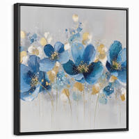 LEINWAND Bilder mit Rahmen - Blumen - Blau - Abstrakt - 50x50 - Hellgrau, Textil (50/50cm) - MuchoWow