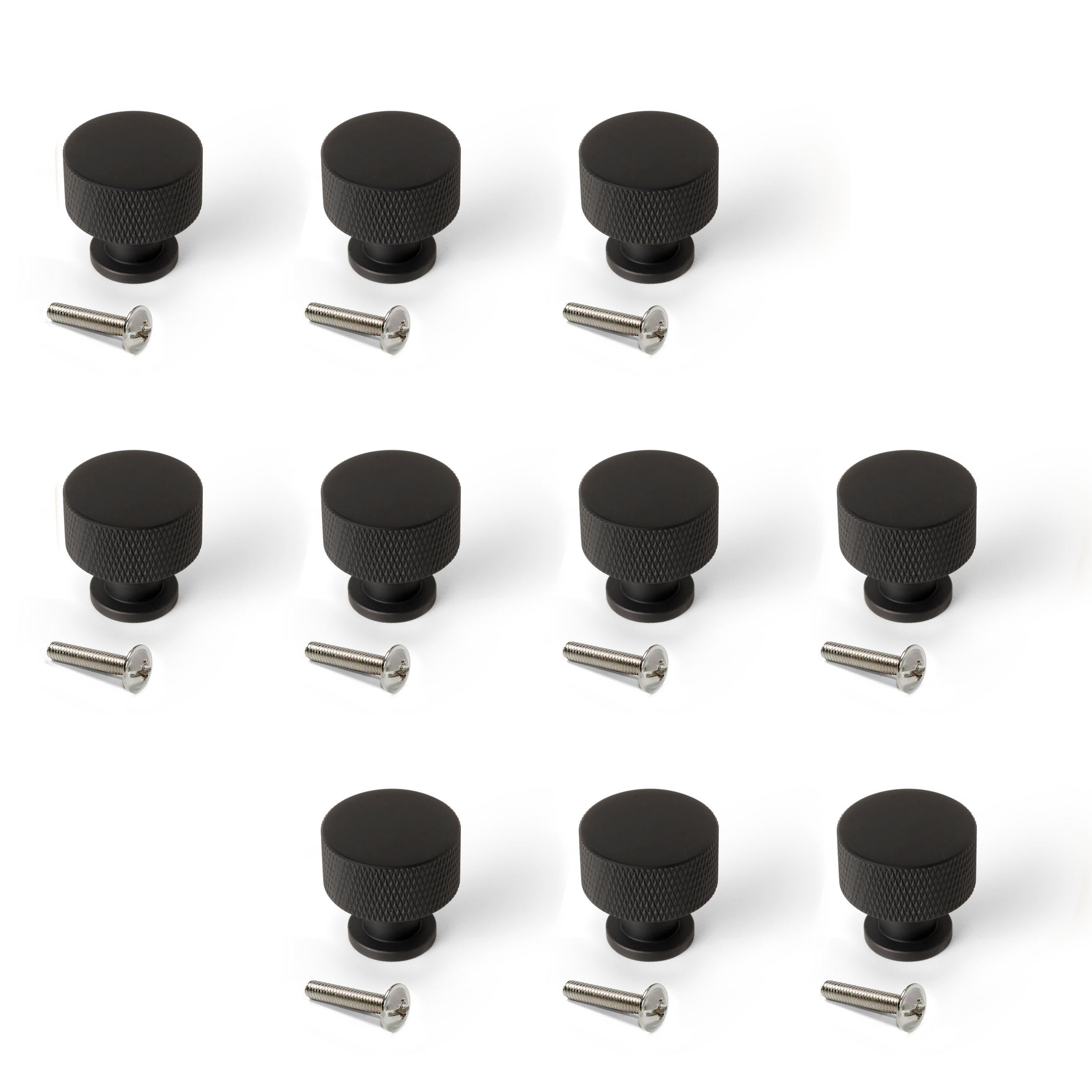 MÖBELKNÖPFE Argos, Durchmesser 30mm, Aluminium, Schwarz lackiert 10er-set - Schwarz, Metall (3/3/3cm) - EMUCA