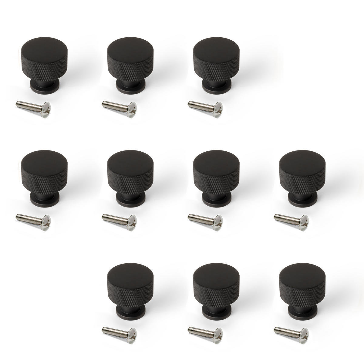 MÖBELKNÖPFE Argos, Durchmesser 30mm, Aluminium, Schwarz lackiert 10er-set - Schwarz, Metall (12/3/18cm) - EMUCA