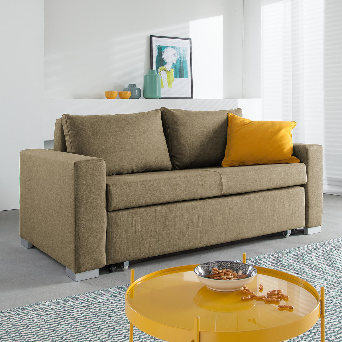 SCHLAFSOFA - Beige, Textil (173/90/90cm) - home24