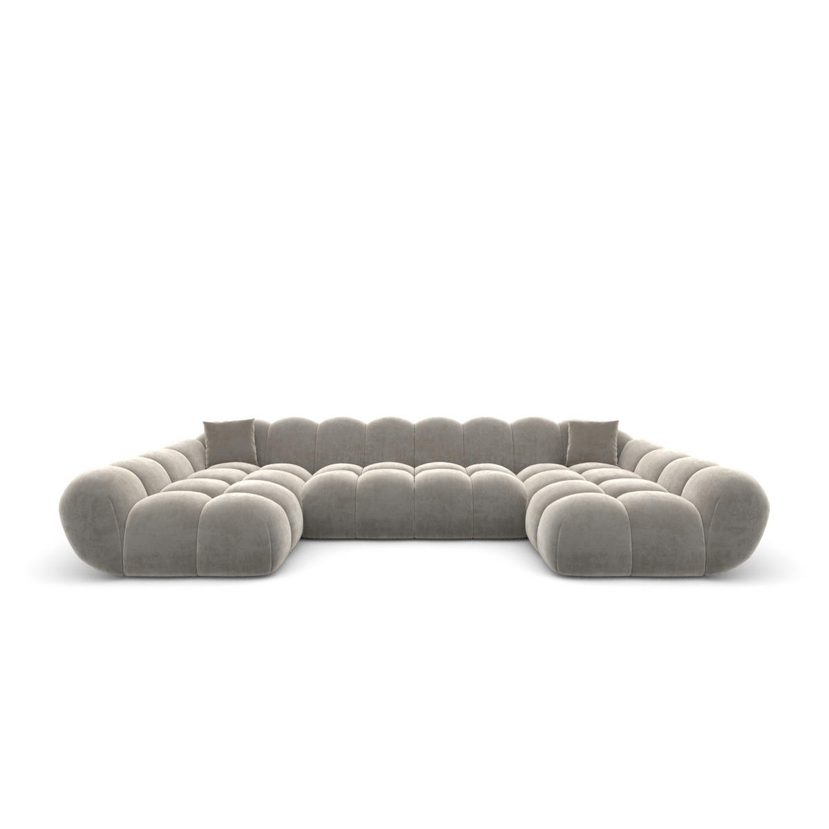 WOHNLANDSCHAFT Liva Taupe Samtstoff U-Form XXL Studio - Taupe, Textil (330/70/160cm) - VAROYAL