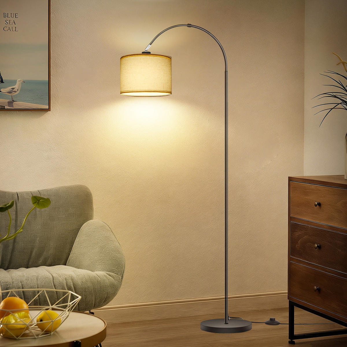 STEHLEUCHTE FL1131A LED Wohnzimmer - Schwarz, Metall (25/25/170cm) - LOVHAUS