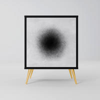 SIDEBOARD BLACK HOLE, Schwarz, 57,5x42x75,5 cm, Goldfarbene Metallfüße - Goldfarben/Multicolor, Holzwerkstoff/Metall (57.5/75.5/42cm) - SpaceRebels