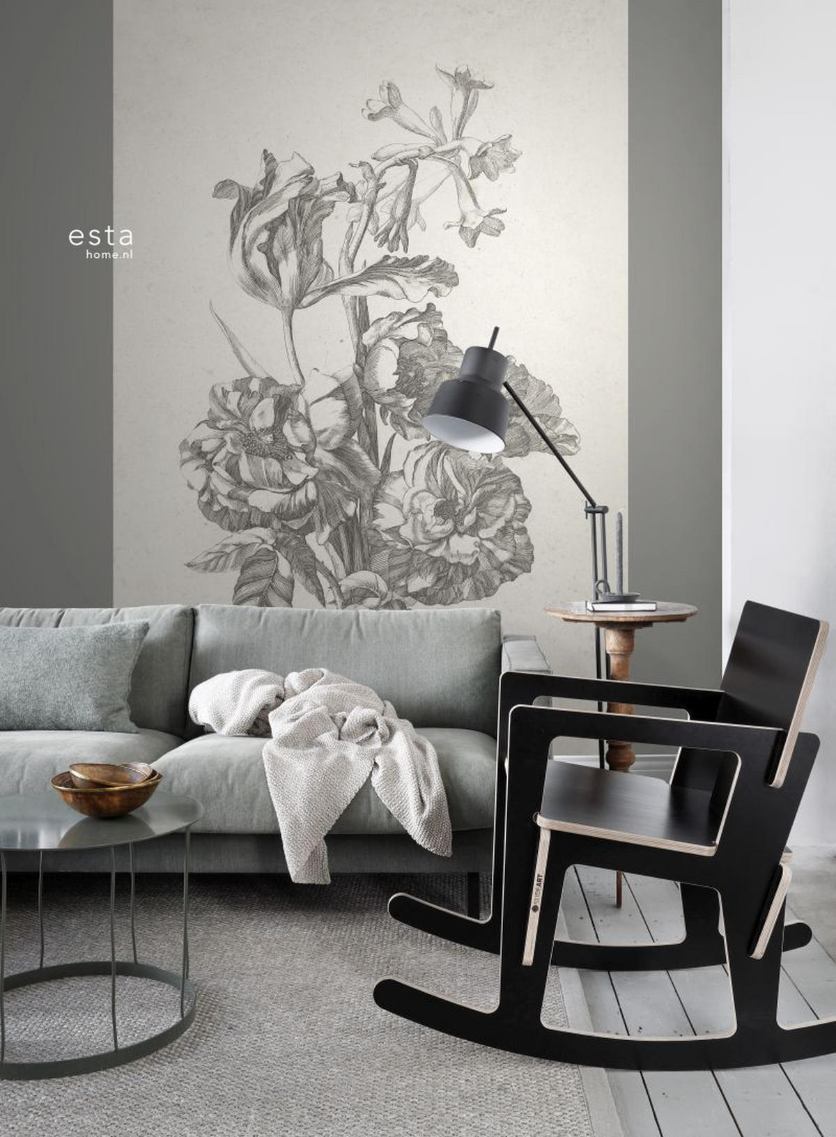 FOTOTAPETE Blumenstillleben 186 x 279 cm - Schwarz, Papier (186/279cm) - ESTAhome