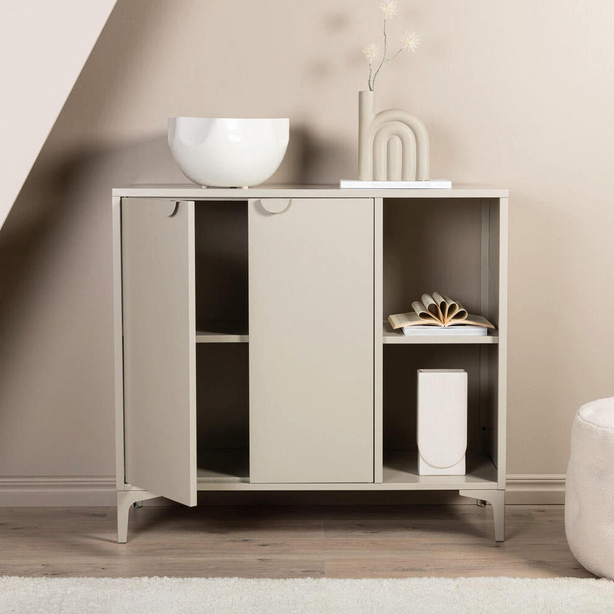 SIDEBOARD, Piring, Schwarz, Stahl, 110 x 42 x 100 cm - Schwarz, Metall (110/100/42cm) - ebuy24