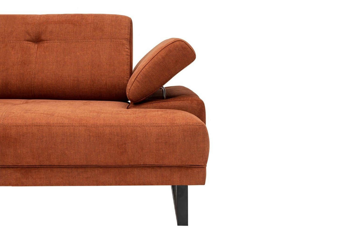 ECKSOFA mit verstellbarer Rückenlehne - Anthrazit/Schwarz, Textil/Metall (314/174cm) - myHomelando